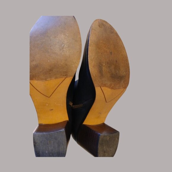 HALOGEN By Nordstrom Black Leather Zip Ankle Strap Boots EUC - Picture 13 of 14